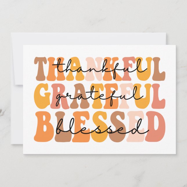 Thankful Grateful Blessed Card (Front)