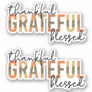 Thankful Grateful Blessed Cheetah Print Typography