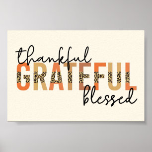 Thankful Grateful Blessed Cheetah Print Typography