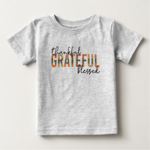 Thankful Grateful Blessed Cheetah Print Typography Baby T-Shirt