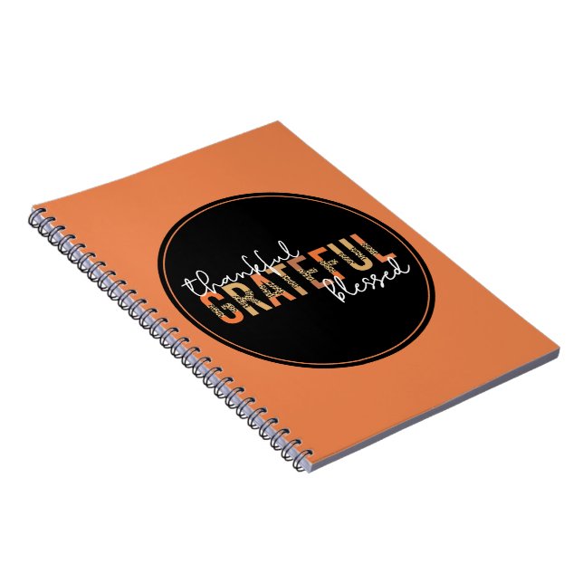 Thankful Grateful Blessed Cheetah Print Typography Notebook (Right Side)