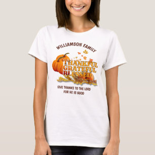 THANKFUL GRATEFUL BLESSED Christian Thanksgiving T-Shirt