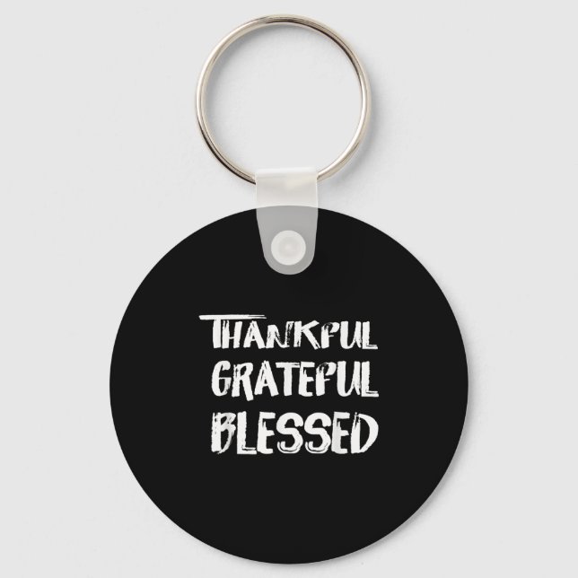Thankful Grateful Blessed Christmas Shirts For Men Key Ring (Front)