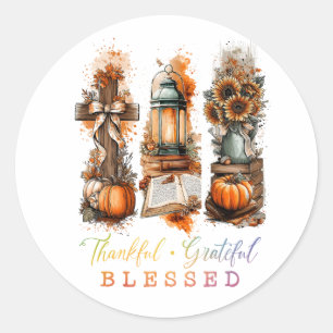 Thankful Grateful Blessed  Classic Round Sticker