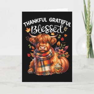 Thankful Grateful Blessed Cow Fall Y'all Autumn  Card