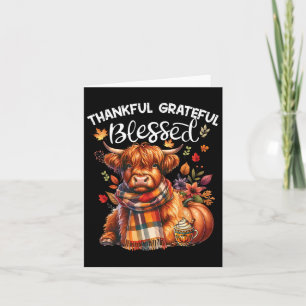 Thankful Grateful Blessed Cow Fall Y'all Autumn Card