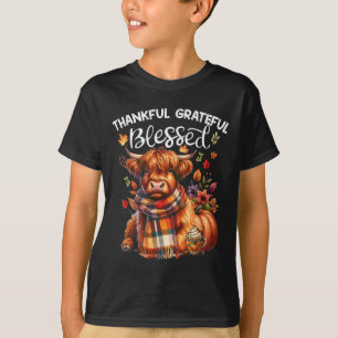 Thankful Grateful Blessed Cow Fall Y'all Autumn T-Shirt