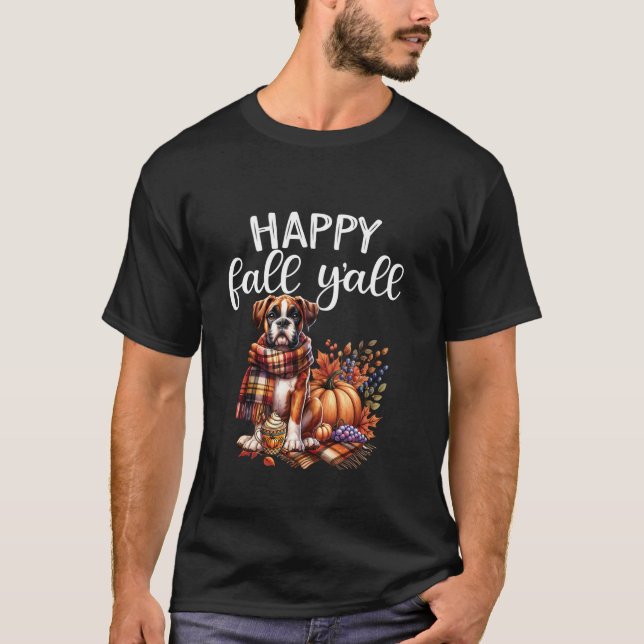 Thankful Grateful Blessed Cute Boxer dog Fall Y al T-Shirt (Front)