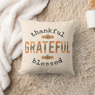 Thankful Grateful Blessed Cute Fall Thanksgiving Cushion