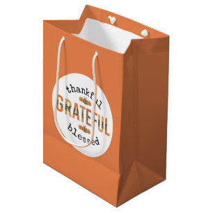 Thankful Grateful Blessed Cute Fall Thanksgiving Medium Gift Bag