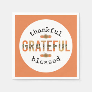 Thankful Grateful Blessed Cute Fall Thanksgiving Napkin