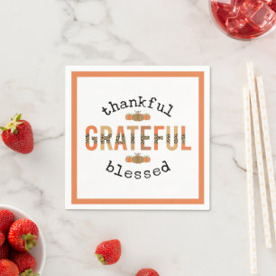 Thankful Grateful Blessed Cute Fall Thanksgiving  Napkin