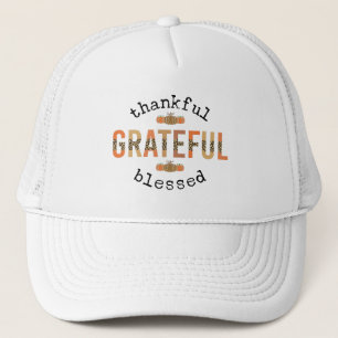 Thankful Grateful Blessed Cute Fall Thanksgiving Trucker Hat