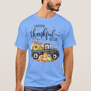Thankful Grateful Blessed Cute Pumpkins Truck Autu T-Shirt
