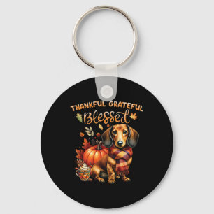 Thankful Grateful Blessed Dachshund Dog Fall Y'all Key Ring