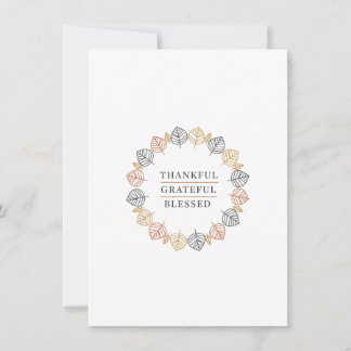 "Thankful Grateful Blessed" Elegant Autumn Wreath  Holiday Card