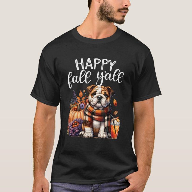 Thankful Grateful Blessed English Bulldog Fall Y a T-Shirt (Front)