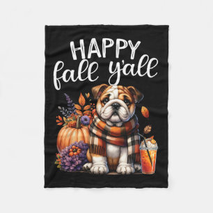 Thankful Grateful Blessed English Bulldog Fall Y'a Fleece Blanket