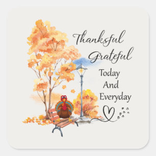 Thankful Grateful Blessed everyday Fall Square Sticker