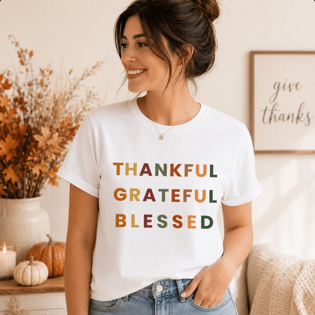 Thankful Grateful Blessed – Fall Colours  T-Shirt (Creator Uploaded)
