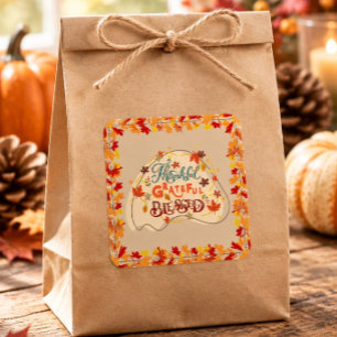 Thankful Grateful Blessed Fall Foliage Square Sticker