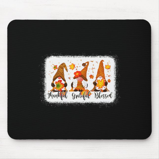 Thankful Grateful Blessed Fall Gnomes Autumn Thank Mouse Mat (Front)