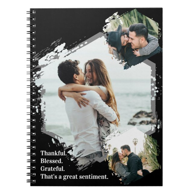 Thankful Grateful Blessed Family Photo Notebook (Front)