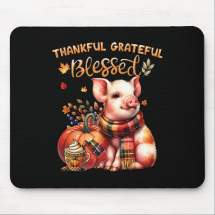 Thankful Grateful Blessed Farm Animal Pig Fall Y'a Mouse Mat