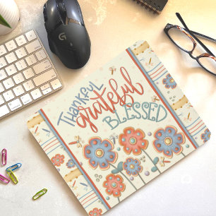 Thankful Grateful Blessed Floral Dragonfly Fun Mouse Mat