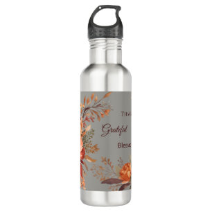 Thankful grateful blessed Floral Thanksgiving 710 Ml Water Bottle