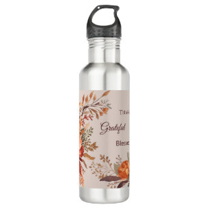 Thankful grateful blessed Floral Thanksgiving  710 Ml Water Bottle