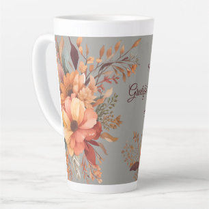 Thankful grateful blessed Floral Thanksgiving Latte Mug