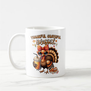 Thankful Grateful Blessed Football Turkey Coffee Mug