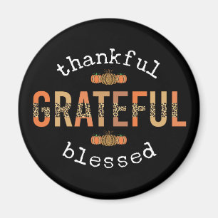 Thankful Grateful Blessed Fun Leopard Print Fall Magnet
