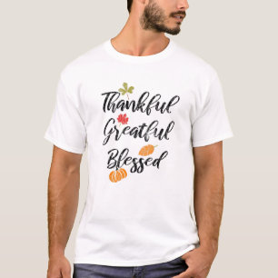 Thankful Grateful Blessed Funny Thanksgiving Turke T-Shirt