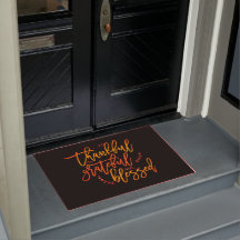 Thankful Grateful Blessed Gratitude Quote Black Doormat