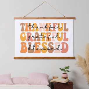 Thankful Grateful Blessed Hanging Tapestry