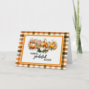 Thankful, Grateful, Blessed   Happy Thanksgiving Foil Greeting Card