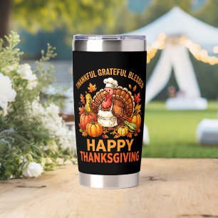 Thankful Grateful Blessed Happy Thanksgiving Insulated Tumbler