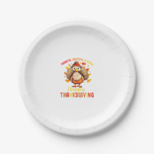 Thankful Grateful Blessed Happy Thanksgiving Turke Paper Plate