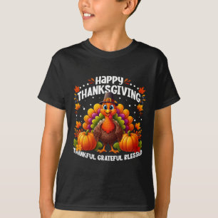 Thankful Grateful Blessed Happy Thanksgiving Turke T-Shirt