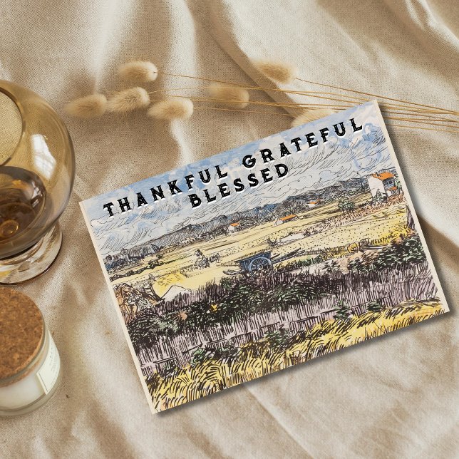 Thankful Grateful Blessed Harvest in Provence Holiday Card (Creator Uploaded)