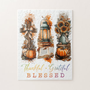 Thankful Grateful Blessed Jigsaw Puzzle