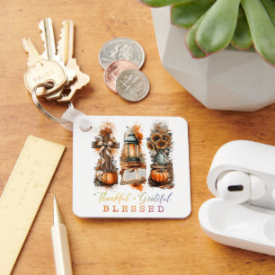 Thankful Grateful Blessed  Key Ring