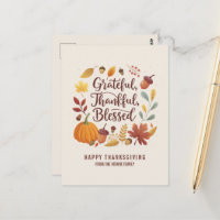 Thankful Grateful Blessed leaf Thanksgiving Fall