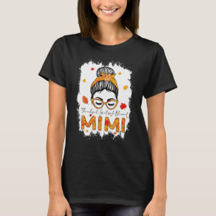 Thankful Grateful Blessed Mimi Pumpkins Messy Bun T-Shirt