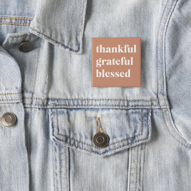 Thankful Grateful Blessed | Minimalist Fall Quote  15 Cm Square Badge (In Situ)