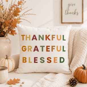 Thankful Grateful Blessed – Modern Fall Throw Cushion