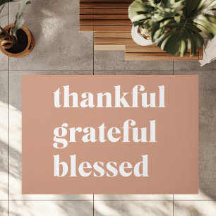Thankful Grateful Blessed   Modern Thanksgiving Doormat