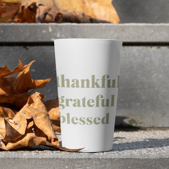 Thankful Grateful Blessed | Modern Thanksgiving  Latte Mug (Creator Uploaded)